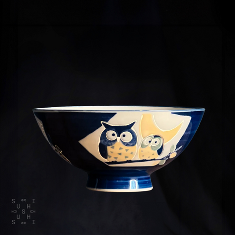 Kōun Bowl, Rabbit, Owl & Fugu 125mm