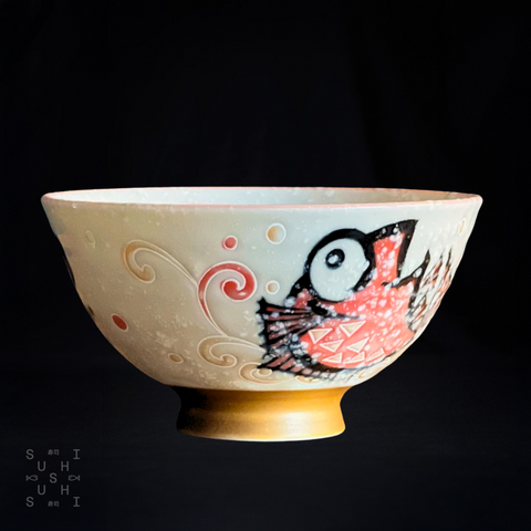 Kōun Rice Bowl Red Tai Fish 115mm