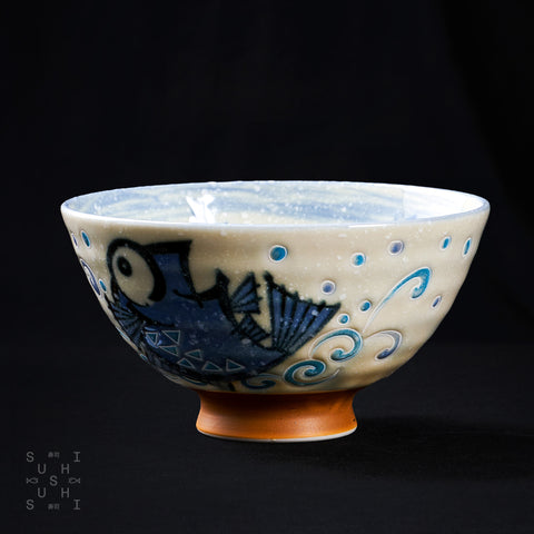 Kanekyu Seito Rice Bowl Blue Tai 125mm